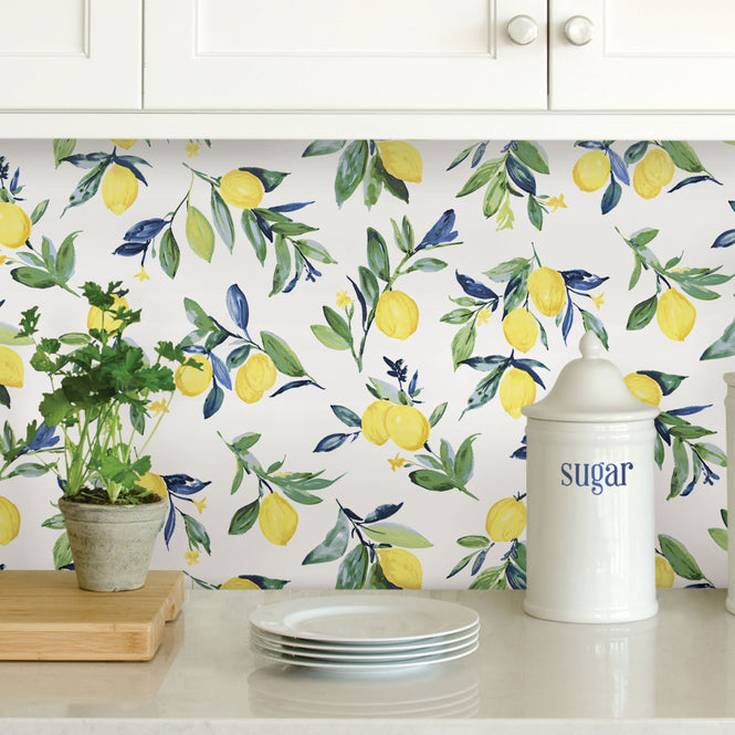 はがせる シール 壁紙 NU WALLPAPER / Lemon Drop Yellow Peel and Stick Wallpaper / NUS3161