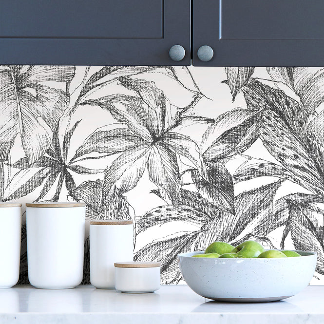 【予約受付】はがせる シール 壁紙 NU WALLPAPER / Black Canopy Peel and Stick Wallpaper / NUS3498