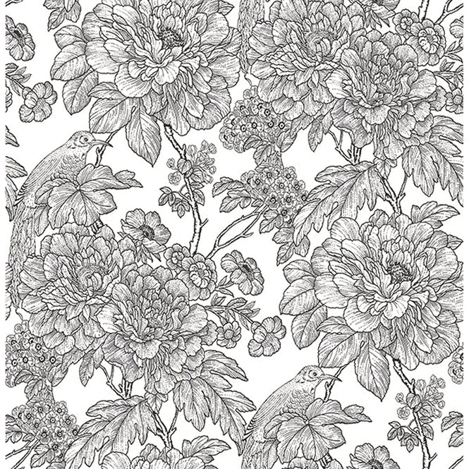 はがせる シール 壁紙 NU WALLPAPER / Black & White Sudbury Peel And Stick Wallpaper / NUS3544