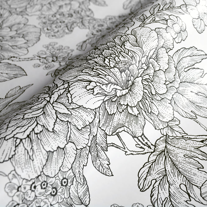 はがせる シール 壁紙 NU WALLPAPER / Black & White Sudbury Peel And Stick Wallpaper / NUS3544