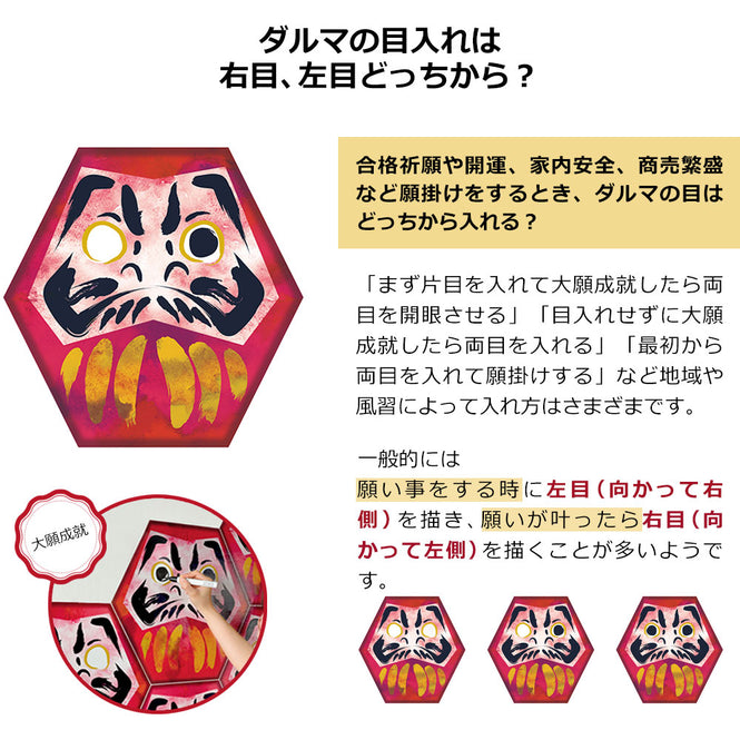 【WALLTZ ステッカー】 ハシジュンコ / Daruma kikko (42x42cmサイズ) 6枚セット Cタイプ 片目目入れ/目入れなし / ko(紅)
