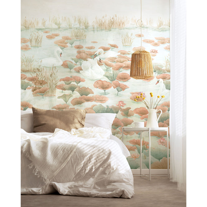 Sian Zeng / Swan Lake Mural Wallpaper / Terracotta SwanTerracotta 【3パネル1セット】