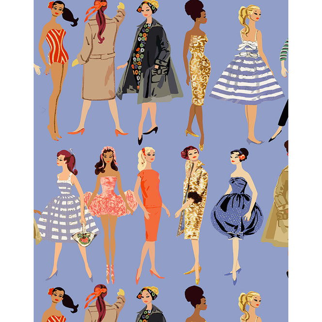 はがせる シール壁紙 wallshoppe / Barbie x wallshoppe / Vintage Illustration Violet